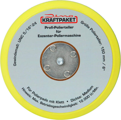 Dino KRAFTPAKET 640220 9mm-650W excentrische polijstmachine, oneindig variabele set met polijstspons & Dino KRAFTPAKET UPGRADE set 75mm 125mm steunplaat en polijstpads, (640220, 640296)
