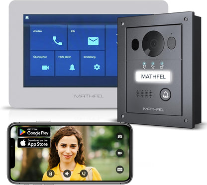 4-draads video-deurintercomsysteem intercominstallatie 1x7 inch monitor spiegelglas, deurstation voor 1 familiehuis, 170 graden groothoek-camera 1x7'' Monitor mit WLAN Schnittstelle Met