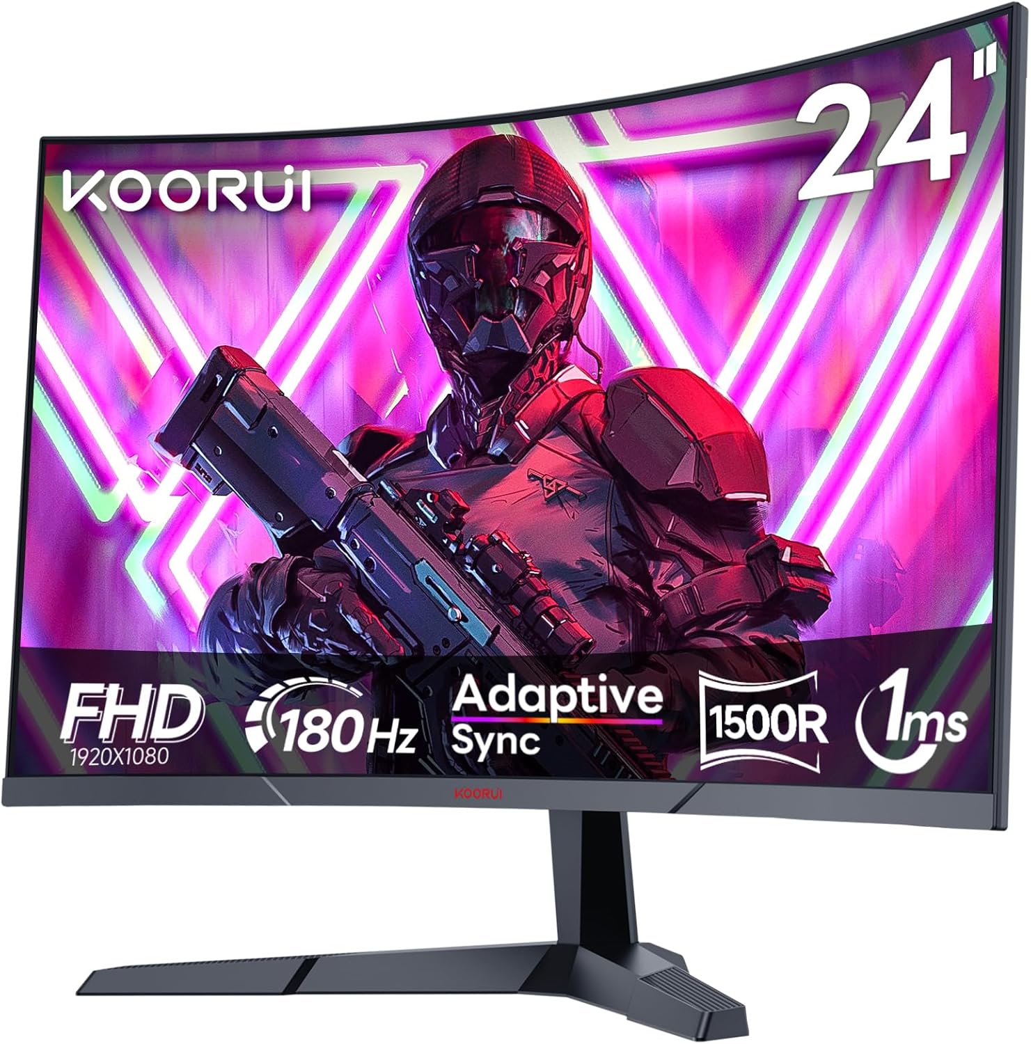 KOORUI Gaming Monitor 23.6 inch 23.5 FHD 180Hz VA /R1500 - QUORE