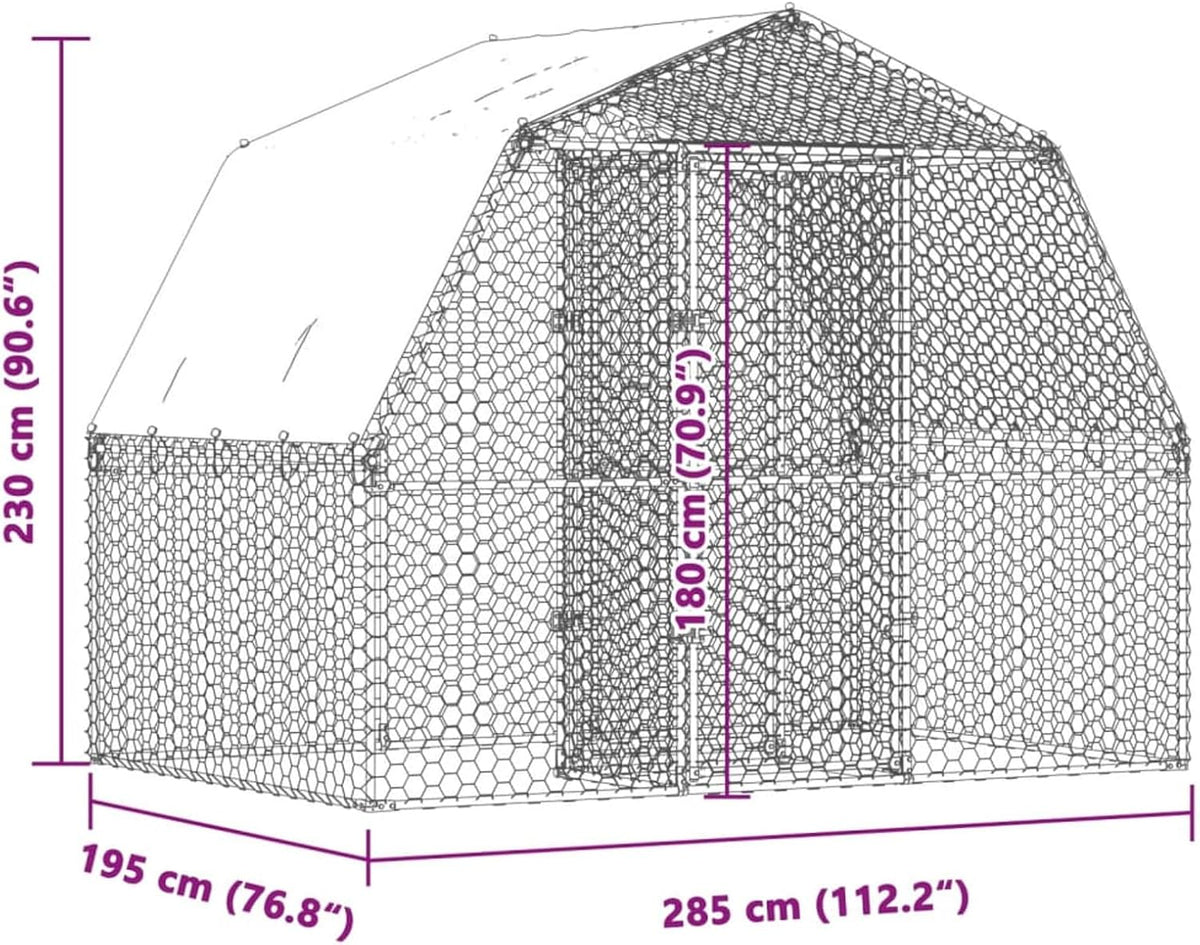 Gecheer Chicken Coop with Roof and Door, Galvanized Steel, Chicken Coop for Chicken House, Small Animals, Poultry Cage, Animal Transport Box