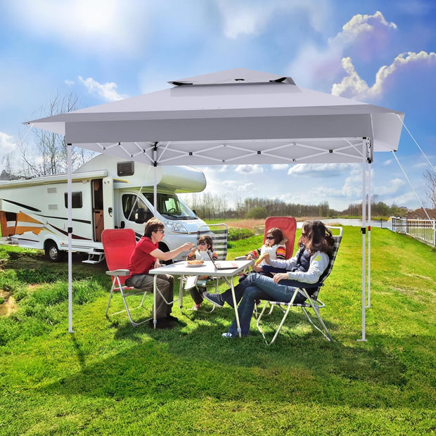 Paviljoen - Tuinpaviljoen - Partytent - Tuintent - Pop-up Kliksysteem - met 4 Muggennet Zijpanelen - Roldraagtas - Waterdicht - Stabiel - Dubbel Dak - UV-bescherming 50+ - 4 Zandzakken - voor Patio - Markt - Camping - 3.6 x 3.6 m - Grijs-Wit