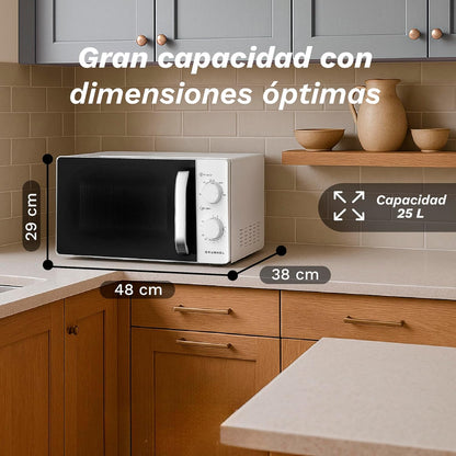 Magnetron – Microgolfoven – Magnetronoven – Keukenmagneet – Magnetron Zonder Grill – 25 Liter Inhoud – 850 W Vermogen Met 5 Standen – Ontdooifunctie En Timer 30 Min