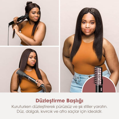 Shark FlexStyle 5-in-1 Airstyler & Haardroger, Automatische Krullers, Platte Borstel, Ovale Borstel, Concentrator, Diffuser, Bewaarhoes, Geen Hittebeschadiging, Zwart/Roségoud HD446EU
