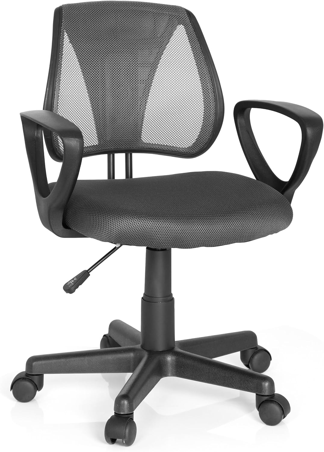 hjh OFFICE 725102 kinder- en jeugddraaistoel KIDDY CD netstof grijs bureaustoel met rugleuning in hoogte verstelbaar