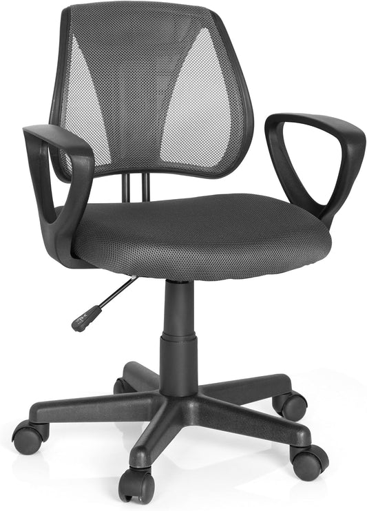 hjh OFFICE 725102 kinder- en jeugddraaistoel KIDDY CD netstof grijs bureaustoel met rugleuning in hoogte verstelbaar