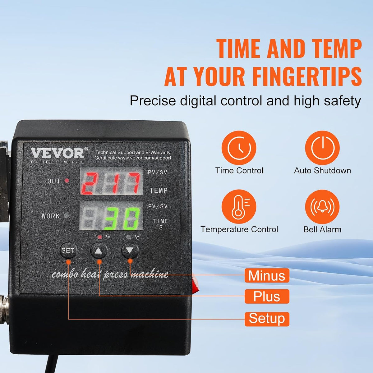 VEVOR Warmtepersmachine 2 in 1 Sublimatie Machine 1500W Warmteoverdrachtsprinter met LCD Digitaal Display en Instelbare Druk Geschikt voor T-shirts Petten Keramische Platen en Vele Andere Materialen