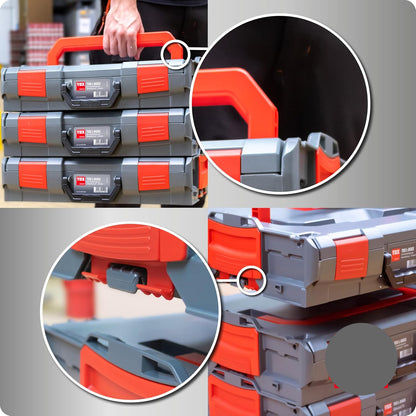 TOX assortimentskoffer L-BOXX in set, stapelbaar en klikbaar met L-BOXX-systeem, 8-vakken inzetstuk voor kleine onderdelen, overzichtelijke opslag voor pluggen en schroeven, set met 3 stuks, 094909151