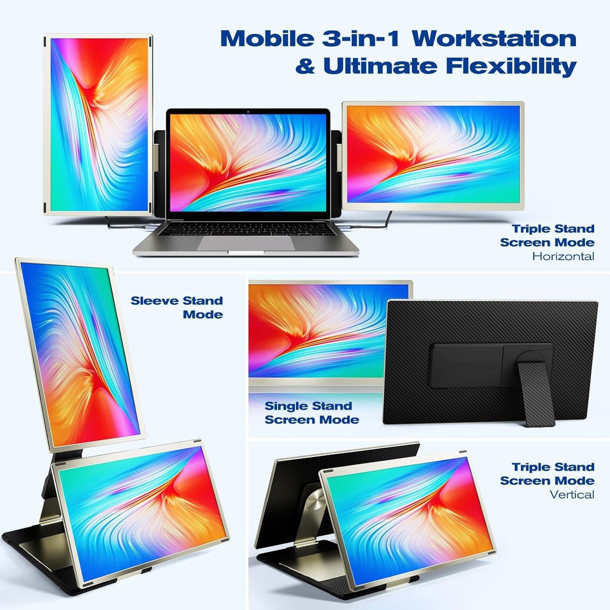 15,6 Inch Draagbare Monitor – Mobiel Scherm – Extra Beeldscherm – Laptop Extender – USB-C Monitor – Full HD 1080p – 120% sRGB Kleurruimte - QUORE