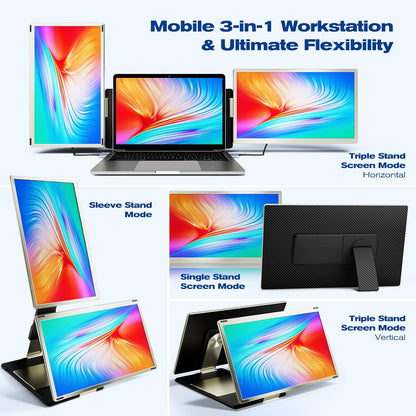 15,6 Inch Draagbare Monitor – Mobiel Scherm – Extra Beeldscherm – Laptop Extender – USB-C Monitor – Full HD 1080p – 120% sRGB Kleurruimte - QUORE