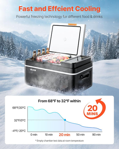 VEVOR Draagbare elektrische auto-koelbox, 20 l, draagbare mini-koelkast voor auto, werking DC 12 V 24 V, AC 100 V tot 240 V, instelbare temperatuur van -20 °C tot 20 °C, voor camper, reizen, boot