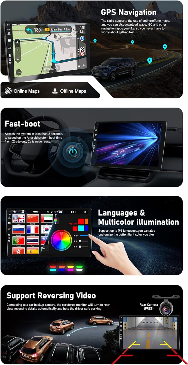 Android 12 2 Din Radio Navigatie voor Fiat Freemont 2012-2014/Dodge Journey 2013-2016: [Ingebouwde CarPlay/Android Auto/GPS]-IPS 2.5D 9 Inch Touchscreen-DAB/Bluetooth 5.0/Stuurbediening