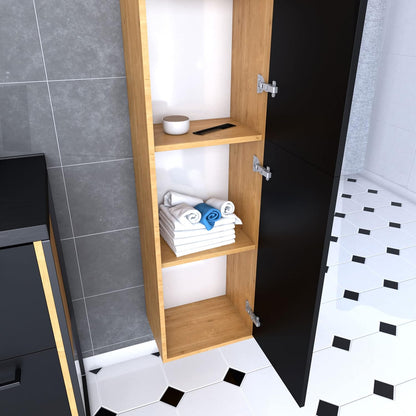 Aurlane PACM092 Structura P092 badkamerzuil, zwart/eiken bruin