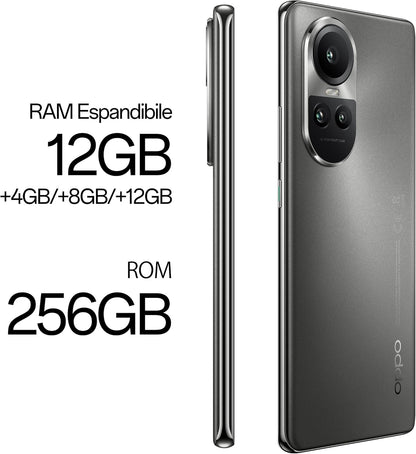 OPPO Reno10 Pro Smartphone 5G, AI Drievoudige Camera 50 + 32 + 8 MP, Selfie 32 MP, Display 6,7 inch 120 Hz AMOLED, 4600 mAh, RAM 12 GB (Esp 24 GB) ROM 256 GB, autohouder, Italiaanse versie, kleur