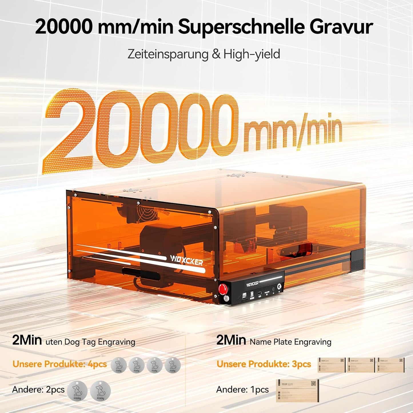 Lasergraveermachine, Woxcker L2 MAX 5W met behuizing, CNC-graveermachine, lasergraveren met een hoge nauwkeurigheid van 0,01 mm en snijden voor hout, roestvrij staal, glas.