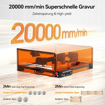 Lasergraveermachine, Woxcker L2 MAX 5W met behuizing, CNC-graveermachine, lasergraveren met een hoge nauwkeurigheid van 0,01 mm en snijden voor hout, roestvrij staal, glas.