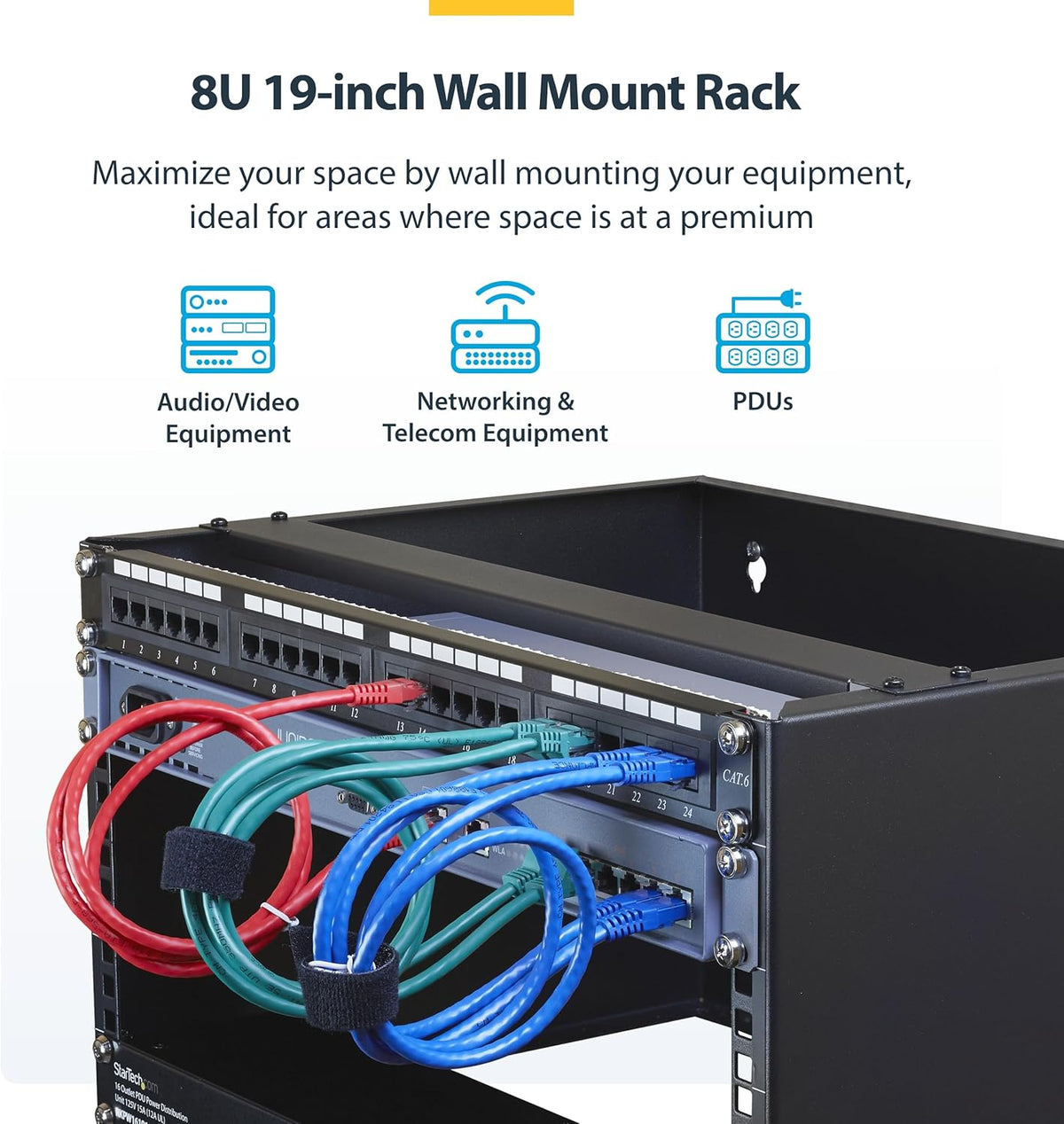 Wand monteerbaar rack voor apparatuur tot 13,75"/35 cm diep - wandkast - serverkast - massief staal - 8U
