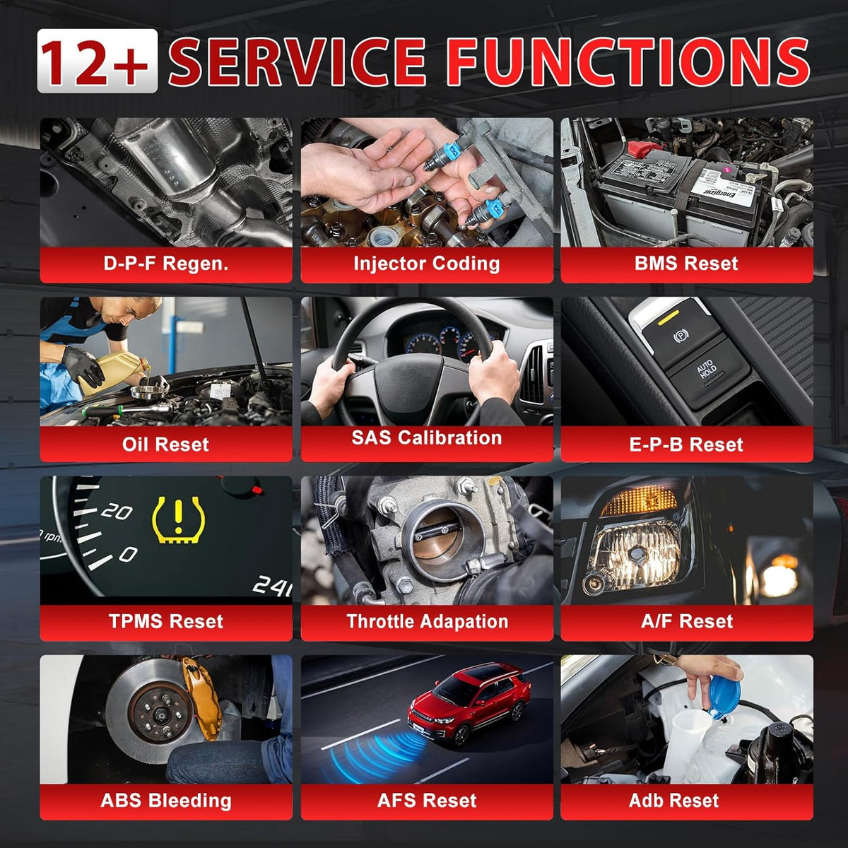 LAUNCH OBD2-diagnoseapparaat CRP129i V3, 4-delige set auto-codelezers ENG/ABS/SRS/at voor voertuigen, 12 resetten ABS/TPMS/Olie/EPB/SAS/BMS/AF/injector/smoorklep/DPF-reset