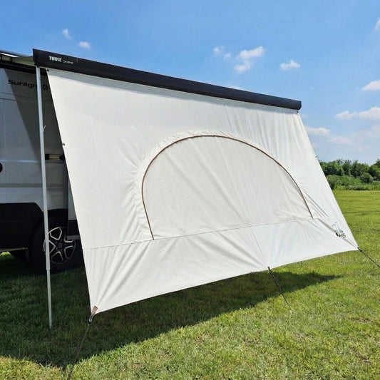 AIRIS Privacyscherm voor luifels, effectieve verduistering met ademend katoenen weefsel, waterafstotend, compatibel met Fiamma, Thule, Dometic (390 x 190)