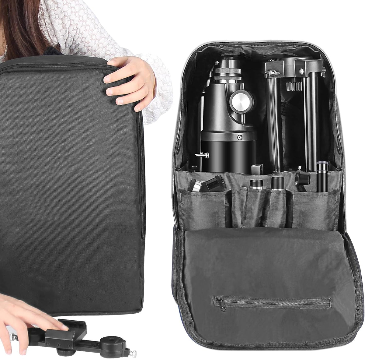 Astronomie-telescoop voor volwassenen, opening 80 mm, refractortelescoop 600 mm voor kinderen, beginners, BAK4 compact en draagbaar, reis-telescoop met statief, draagtas en