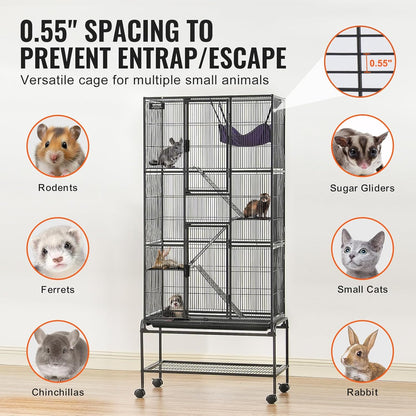 4-Laags Metalen Kooi Voor Fretten -  Geschikt Voor Ratten, Hamsters, Cavia's en Chinchilla's - 75.5 cm x 45.5 cm x 175.5 cm - QUORE