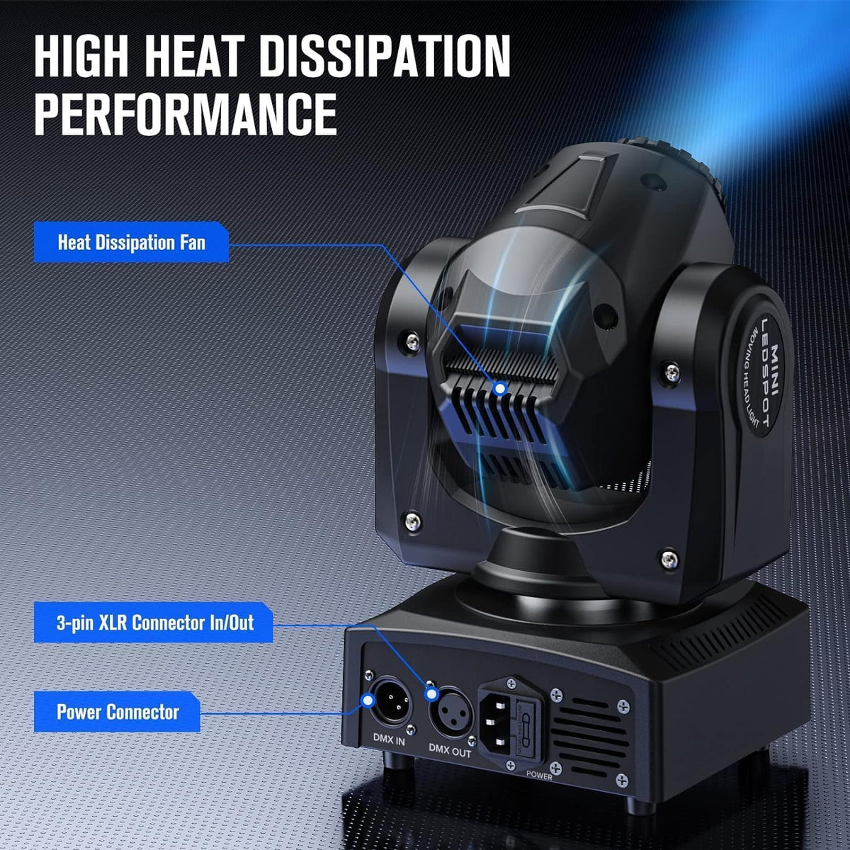 UKing 50W Moving Head LED Disco Light Party Light DMX 512 RGBW Light Effects 8 Gobo 8 Colors 9/11 Channels for DJ Party Lighting Light - QUORE