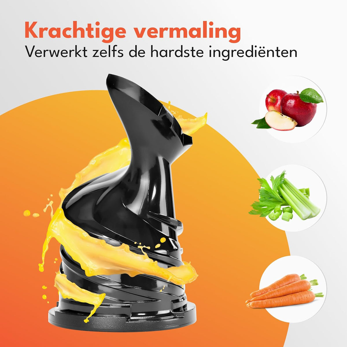 LEBENLANG Slow Juicer machine - Incl. receptenboekje & grote opening van 130 mm I Perfect voor hele vruchten sap & groene sapjes 100% BPA-vrij I Cold press Stille slowjuicer Masticating Sapcentrifuge