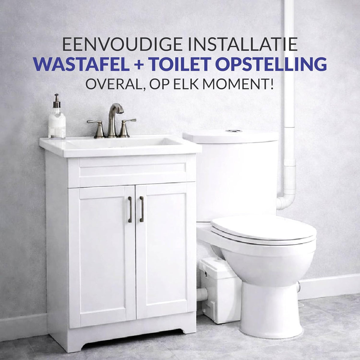 Aquamatix compacte hefinstallatie 600 W met vermaler, afvalwaterpomp tot 10 m opvoerhoogte, met 3 inlaten, voor WC, douche en wastafel