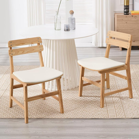 Rustieke houten eetkamerstoelen – houten stoelen – keukenstoelen – eetkamerstoelen set – armloze stoelen – waterafstotend kunstleer – ergonomische rugleuning