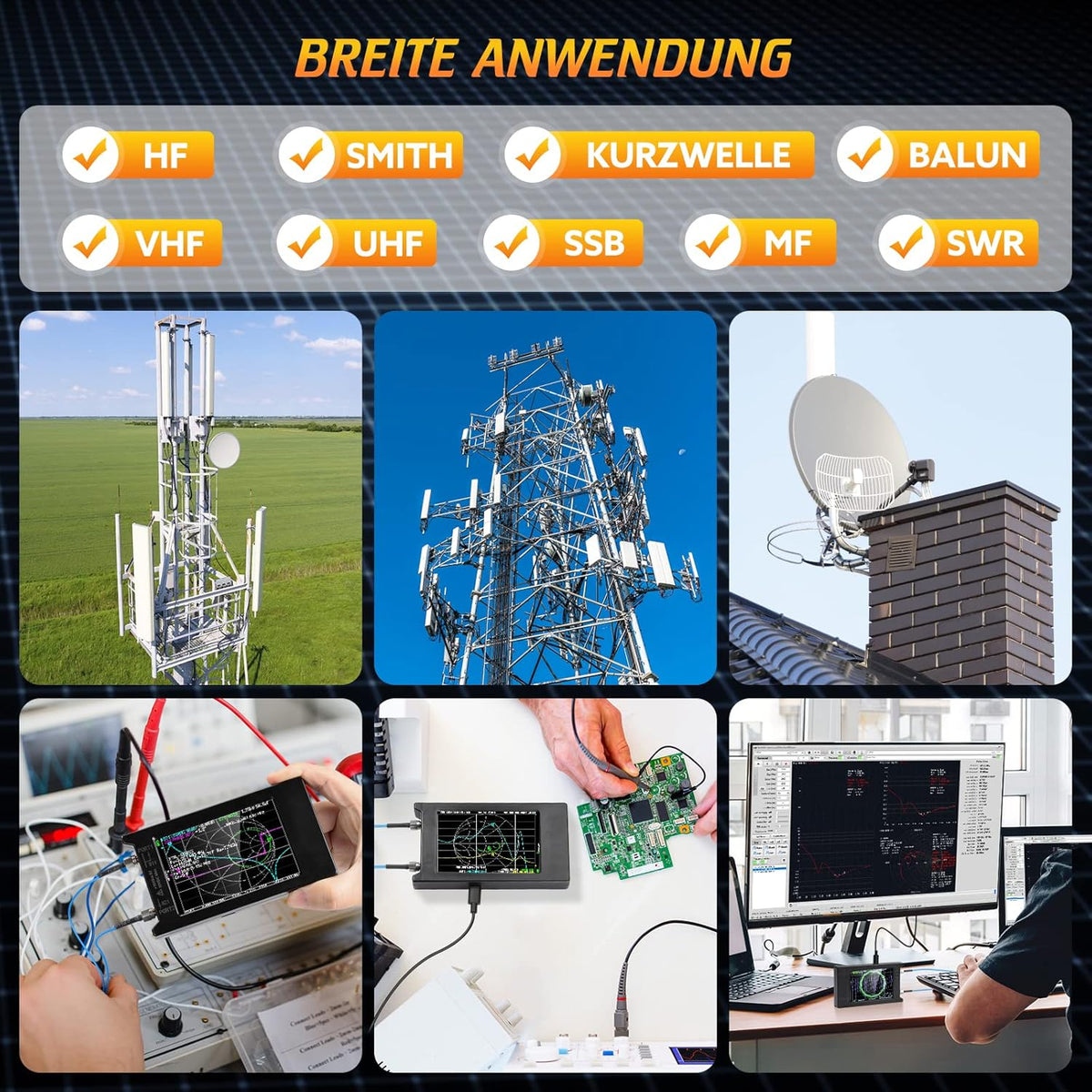 Seesii LiteVNA Vector Netwerk Analyser, Verbeterde 4 inch Antenne Analyser 50kHz-6.3GHz met MicroSD Slot, Meting Smith Chart S Parameter HF VHF UHF SWR Fase Vertraging