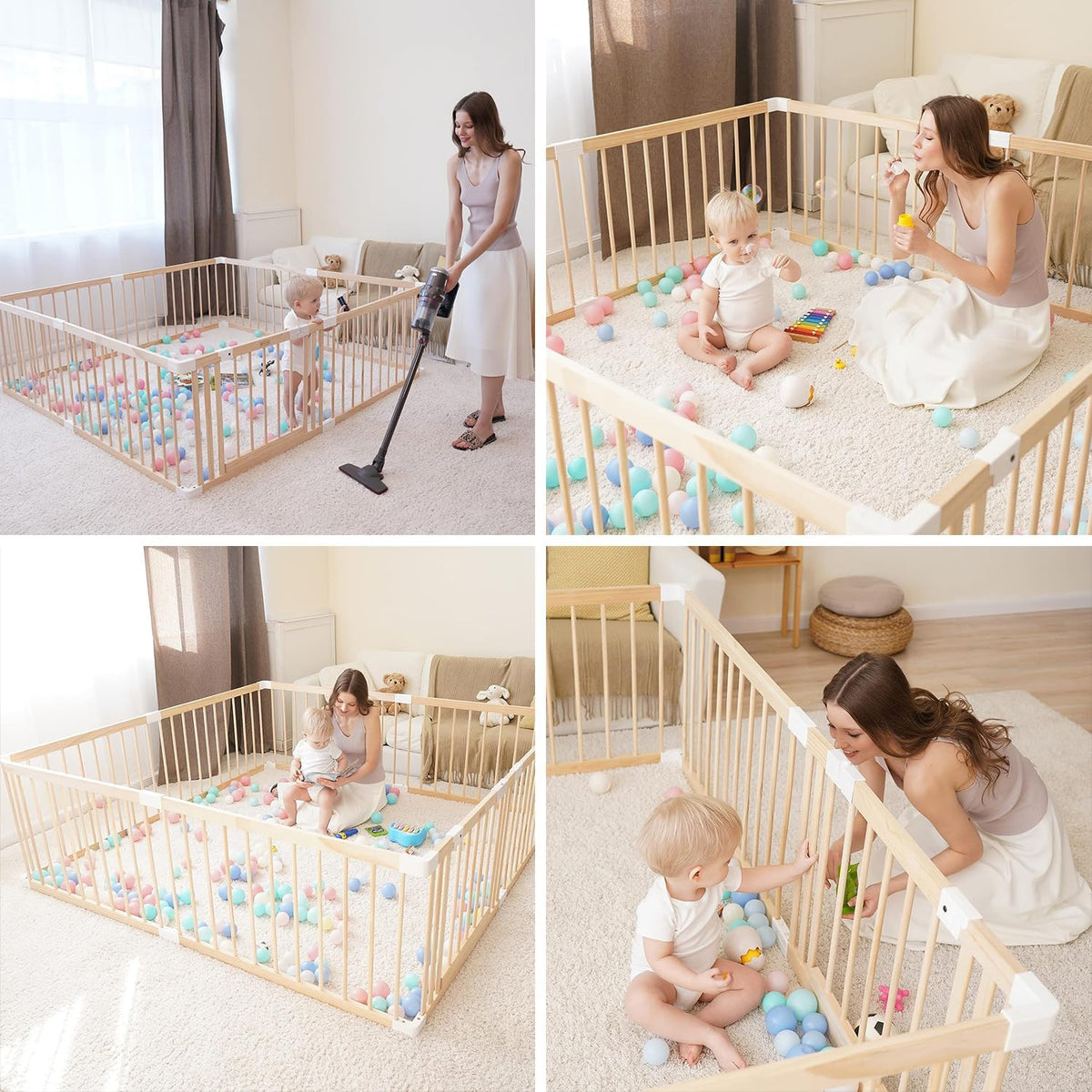 Ground box baby - Solid pine wood - Safe unlacquered baby box with door - TOP QUALITY & Easy assembly in 10 min - 190x190cm or 180x200cm - QUORE