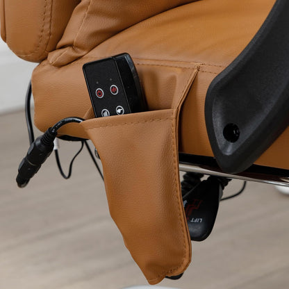 Vinsetto Bureaustoel met massagefunctie, ergonomische managersstoel met verwarming, ligfunctie, lendensteun en hoofdkussen, in hoogte verstelbare draaistoel met kantelfunctie, voetensteun, bruin