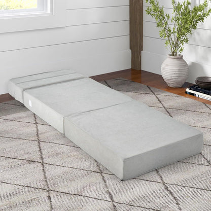 FANTASK 3-in-1 inklapbare slaapbank, klapmatras, schuimrubber, extra dik (15 cm), bankbed, vloermat, vouwmatras, gastenmatras met afneembare en wasbare overtrek, 190 x 71 x 15 cm, grijs