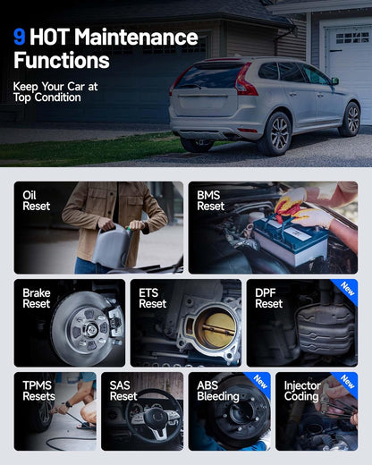 TOPDON ArtiDiag600S OBD2-codelezer, autodiagnosetool voor 4 systemen: motor/ABS/airbag/AT, 8 resetfuncties voor olie/rem/SAS/BMS/ABS/DPF/TPMS/gasklep, levenslange gratis update