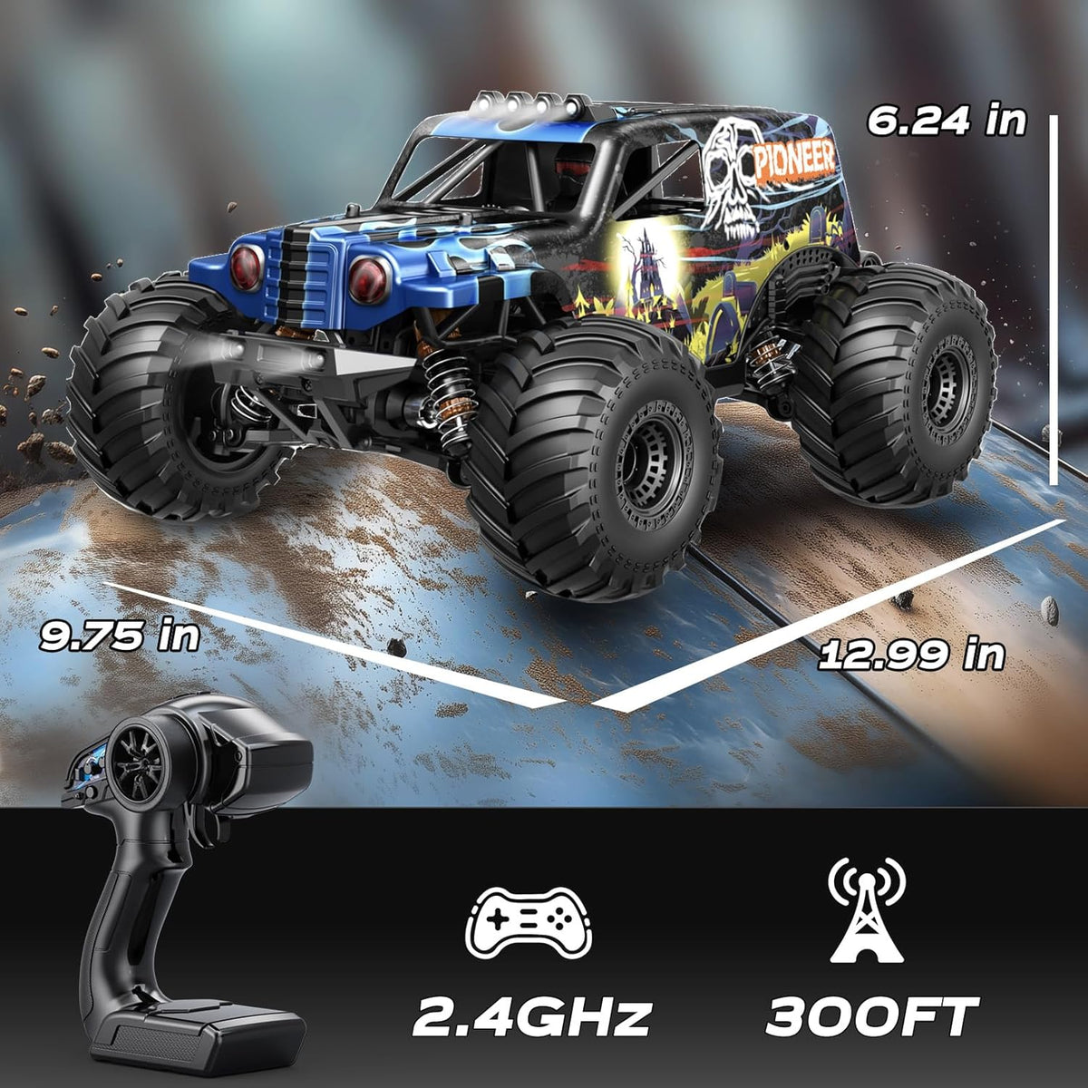 1/14 Brushless RC Auto – RC Wagen – RC Truck – RC Voertuig – RC Rallyauto – 4WD Vierwielaandrijving – Hydraulische Metalen Schokdempers – Max Snelheid 70 km/u – Dual 2S LiPo Batterijen – Blauw - QUORE