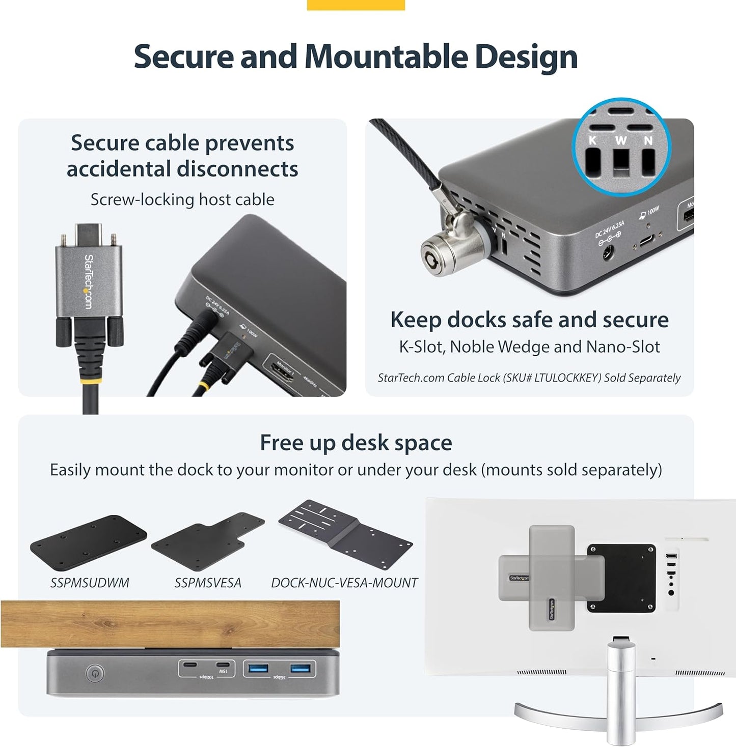 StarTech Dual-Monitor USB-C Docking Station, HDMI, 4K 60Hz, 100W Laptop Charging, 1GbE, Driverless, Multi-Monitor Dock