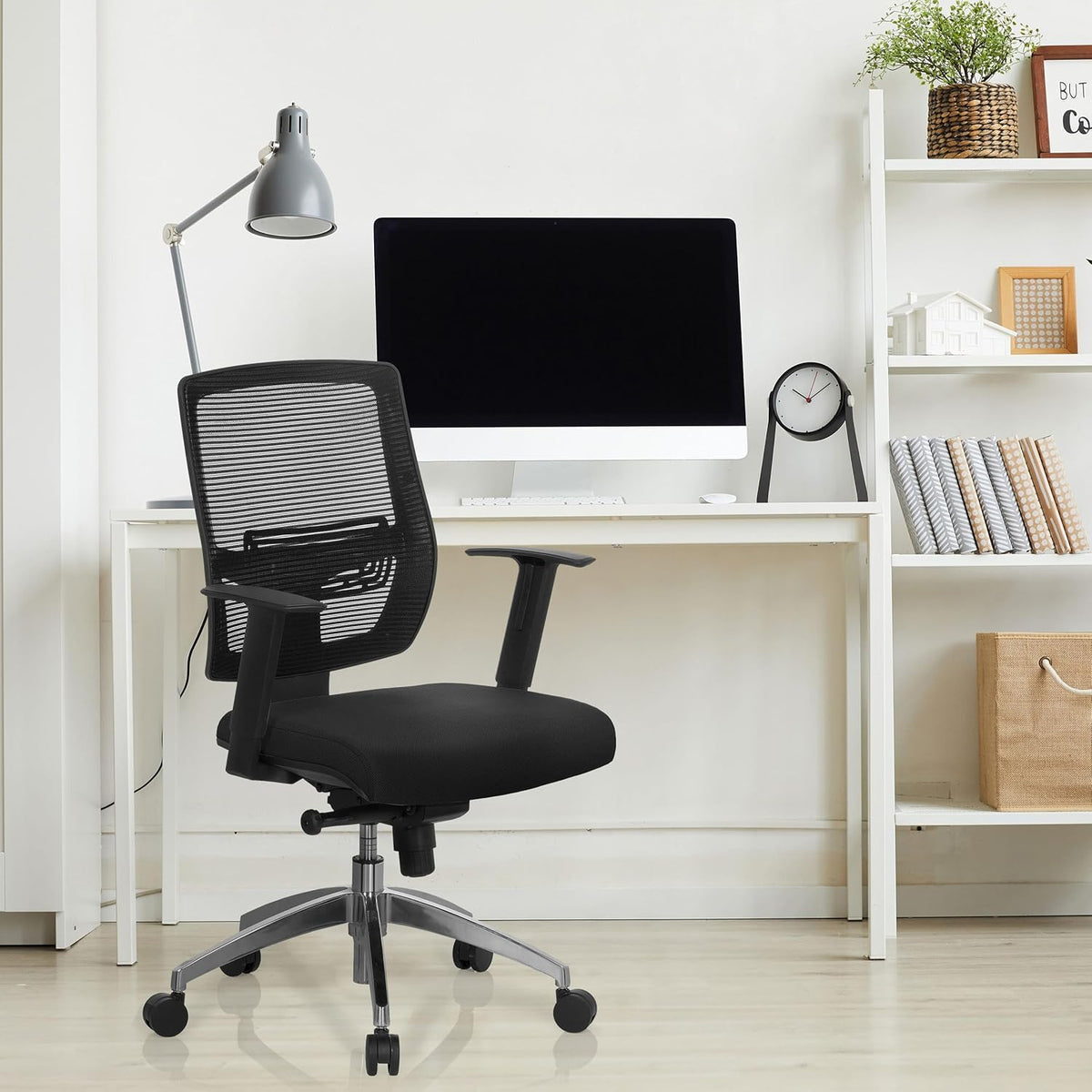 hjh OFFICE 657284 bureaustoel draaistoel NET 90 stof zwart/zwart, eersteklas afwerking, in hoogte verstelbare rugleuning, in hoogte verstelbare armleuningen, ergonomische bureaustoel