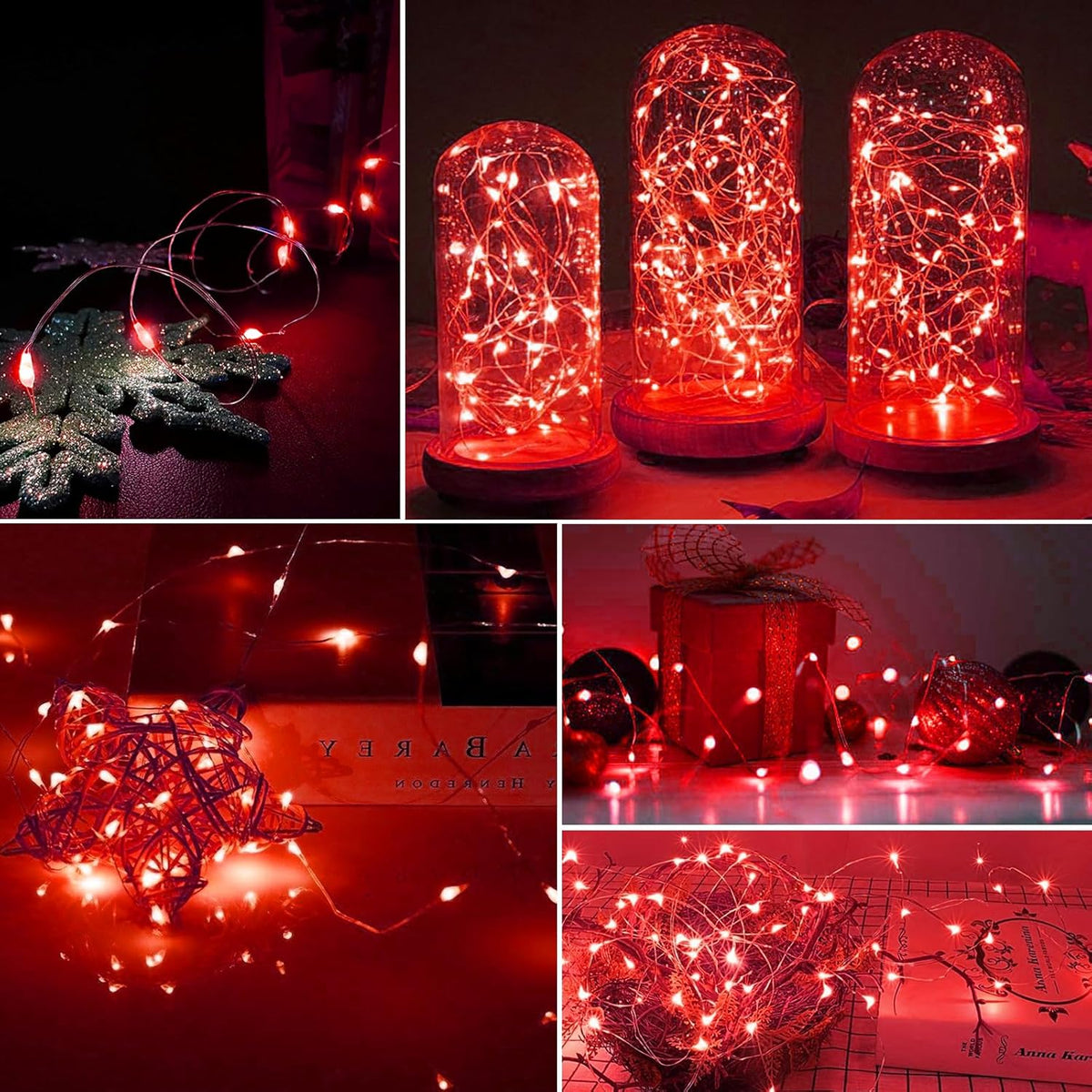 Cwylod - Led koperdraad Lichtsnoer - Waterdicht - LED Lichtsnoer - Werkt op Batterijen - DIY Bruiloft Feest Kerstdecoratie - 3V - 5m - Rood - QUORE