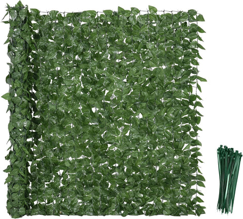 Kunsthaag - Tuinscherm - Balkonscherm - Inkijkbescherming - Beukenblad - Uitschuifbaar - Realistisch - UV-bescherming - Zijden Bladeren - voor Decoratie - 300x150cm - Donkergroen