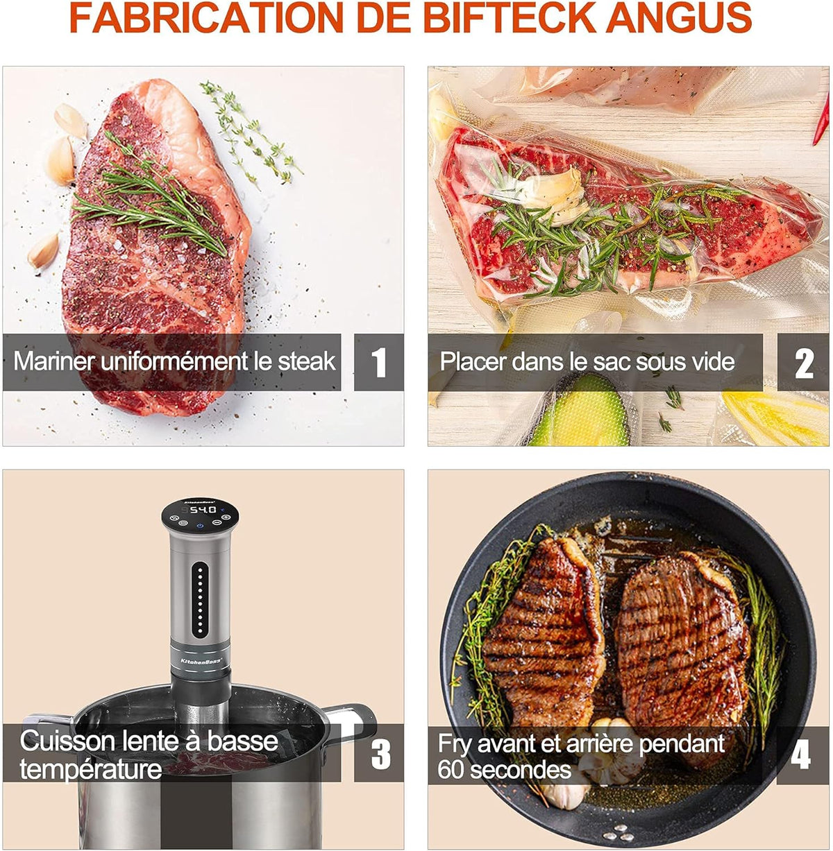 KitchenBoss Vacuümkoker, 1100 W, IPX7, waterdicht, onderdompelcomputer voor het fornuis, instelbare thermostaat voor een nauwkeurige temperatuurregeling