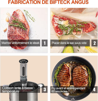 KitchenBoss Vacuümkoker, 1100 W, IPX7, waterdicht, onderdompelcomputer voor het fornuis, instelbare thermostaat voor een nauwkeurige temperatuurregeling