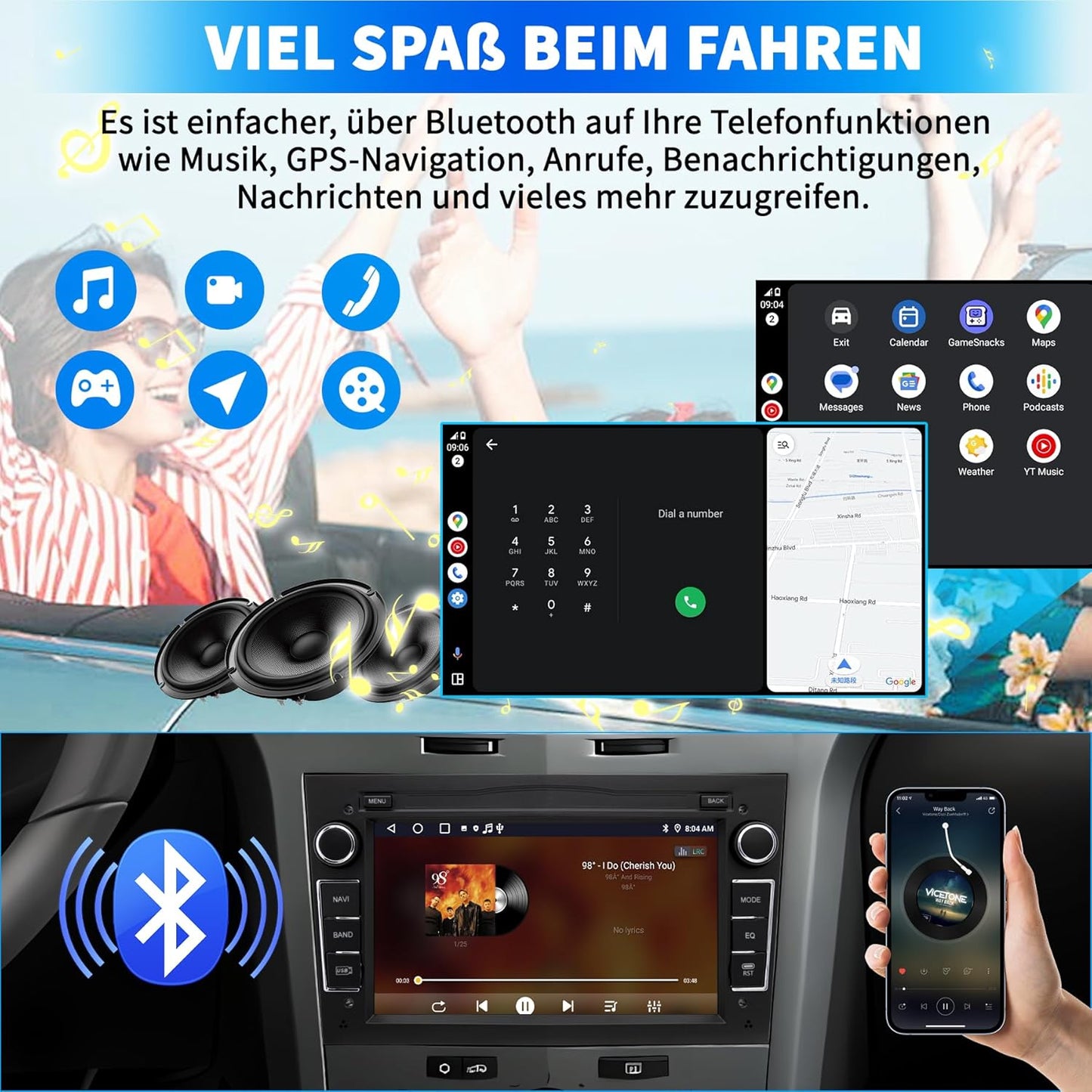 Autoradio voor Opel Astra Corsa Zafira, Android 13-systeem 2G+32GB met GPS-navigatie CarPlay Android Auto Wi-Fi Bluetooth MirrorLink, 7-inch touchscreen FM-radio Stuurwielbediening, Zwart