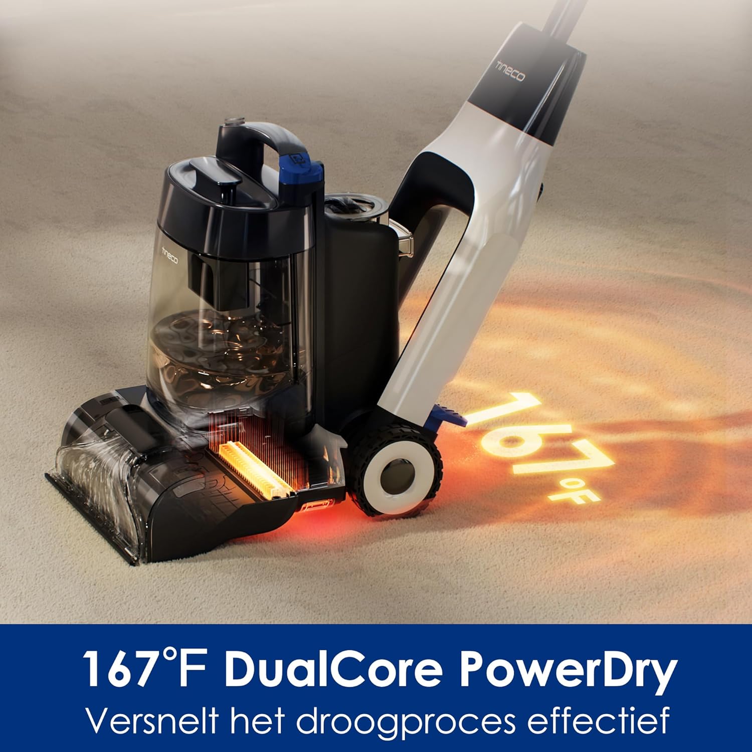 Tineco Carpet One Cruiser Carpet Cleaner, Wet Vacuum Cleaner, Smart Cushion Cleaner, 3-Mode Washing Vacuum Cleaner, SmoothPower, DualCore Drying, FlashDry Self-Cleaning, iLoop Sensor - QUORE