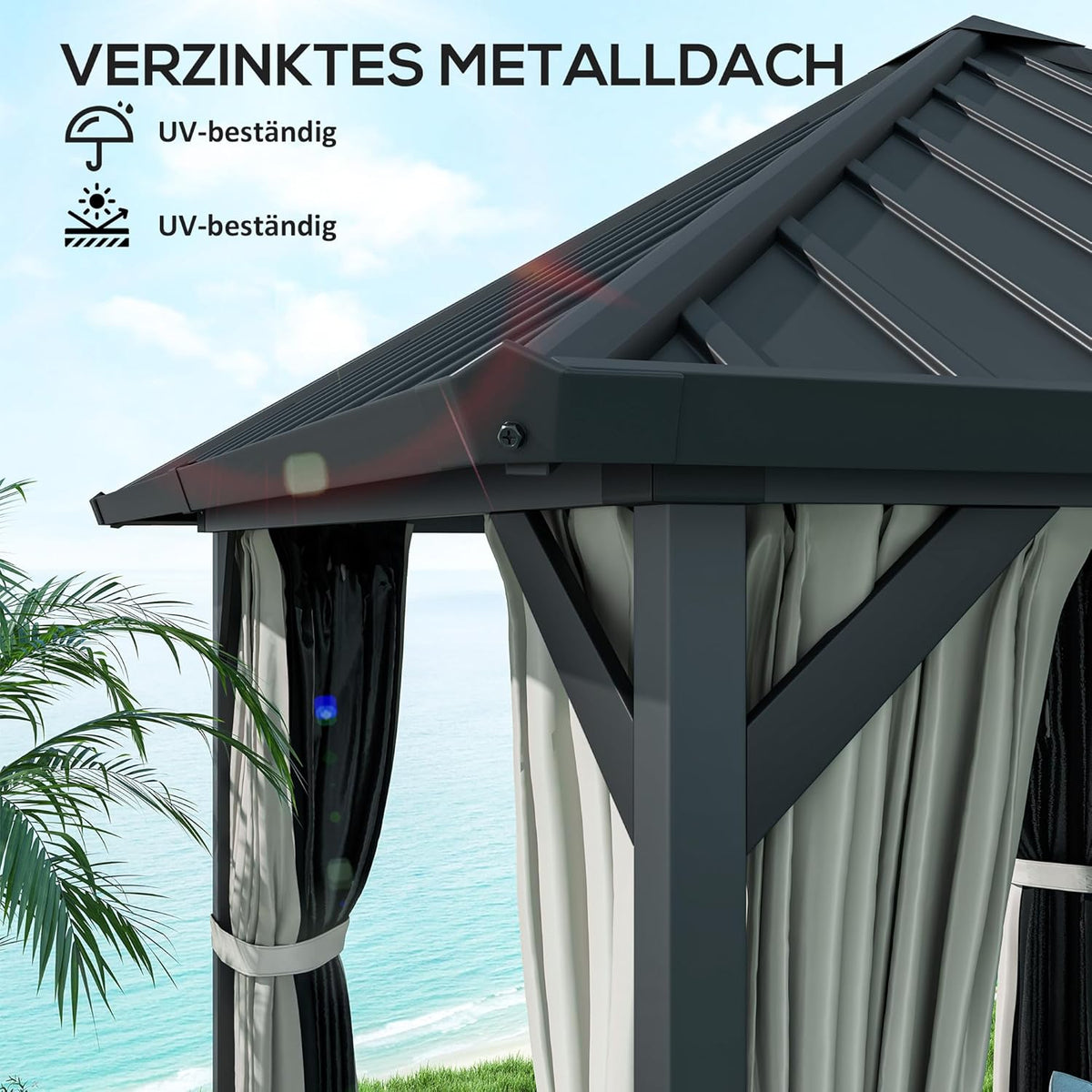 Tuinpaviljoen – Metalen Paviljoen – Tuinoverkapping – Buitenverblijf – Hardtop Paviljoen – Waterdicht Hardtop Dak – Stevig Metalen Frame 304x304 cm