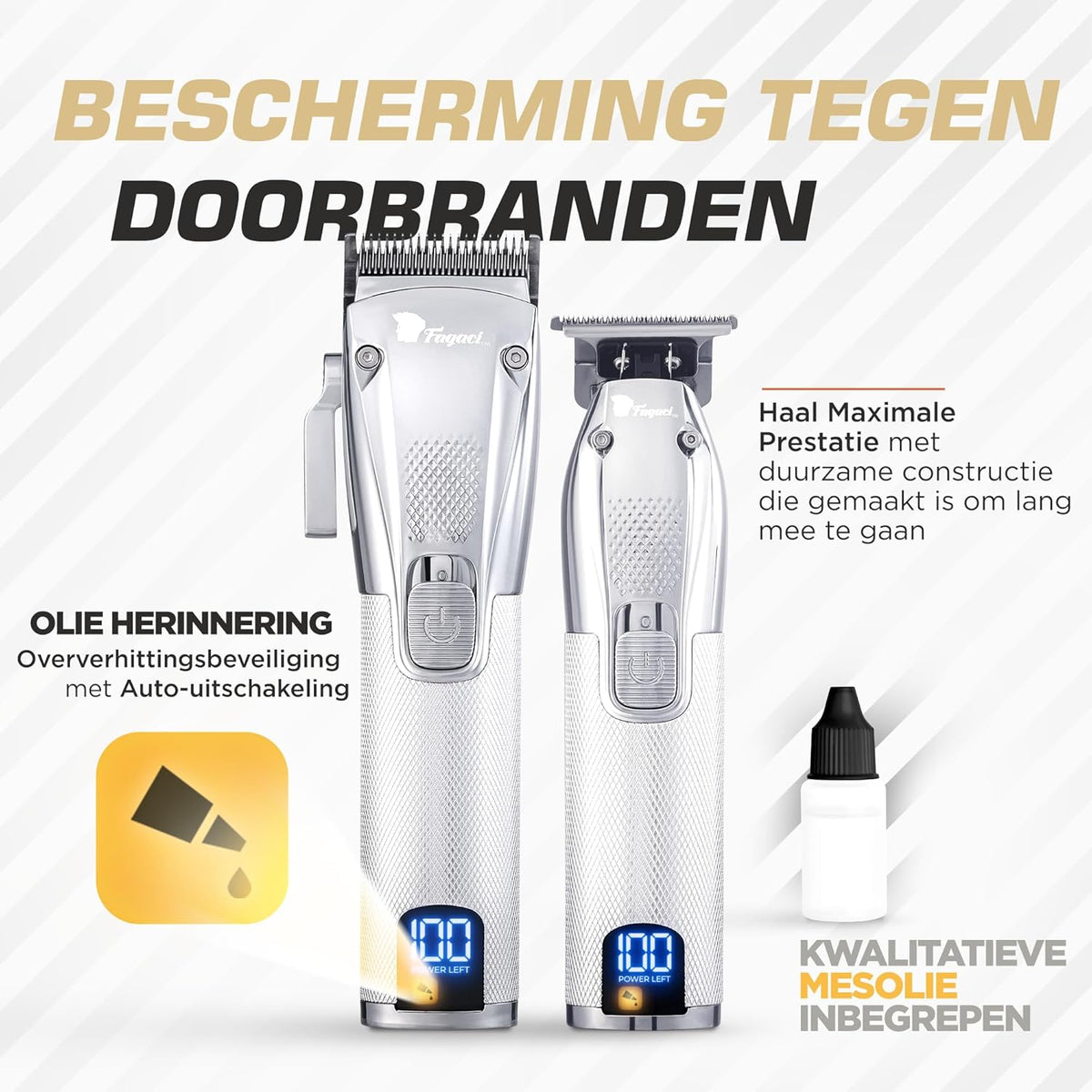 Fagaci Tondeuse Mannen met Turbo Kracht en Nauwkeurig Knippen, Trimmer for Men, Lange Batterijduur 5u Tondeuse, 3u Trimmer