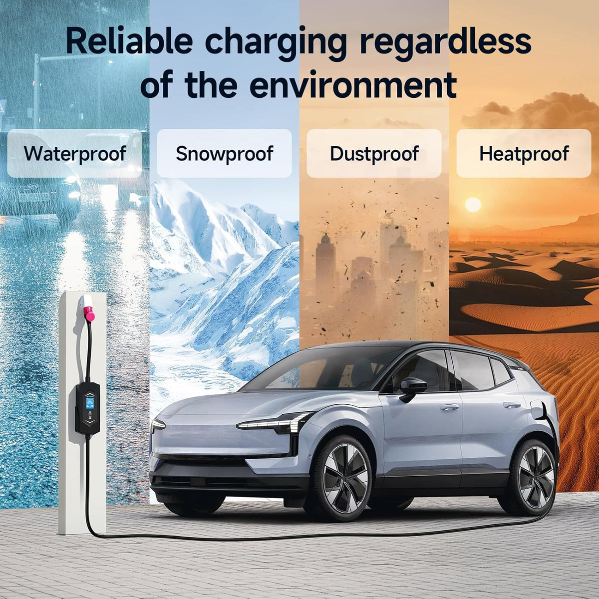 Mobile Wallbox 11 kW 5 m, 6-16 A 3-fasig type 2 oplaadkabel, draagbare EV oplader met digitaal display, instelbare stroom, mobiel laadstation voor elektrische voertuigen