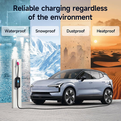 Mobile Wallbox 11 kW 5 m, 6-16 A 3-fasig type 2 oplaadkabel, draagbare EV oplader met digitaal display, instelbare stroom, mobiel laadstation voor elektrische voertuigen