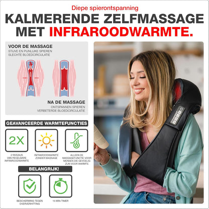 Nekmassageapparaat Donnerberg® | 7 jaar garantie | Shiatsu massageapparaat voor nek rug en schouder | Massage apparaat met warmte en vibratie | Diep 4D Knedende Massager voor Spierpijnverlichting