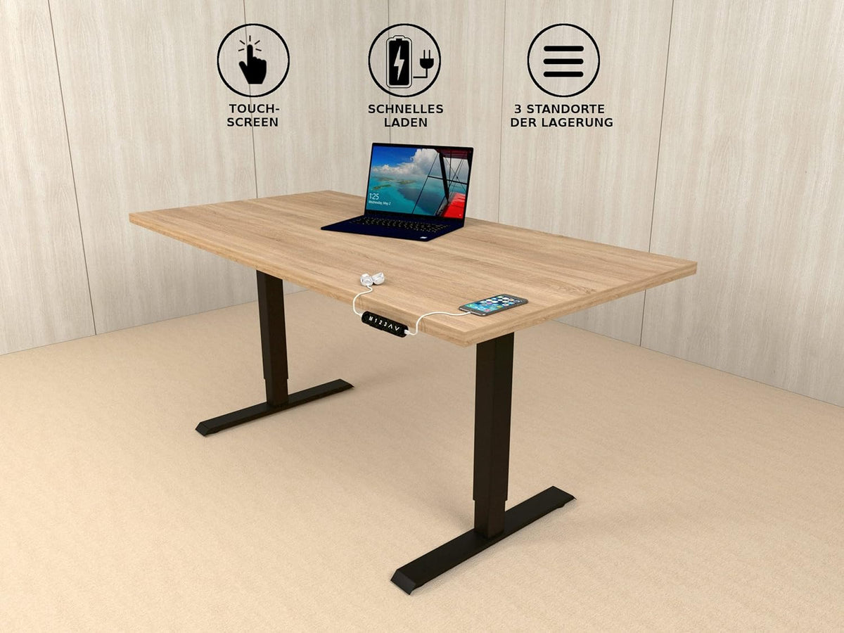 POKAR Height Adjustable Desk Height Adjustable Electric Office Table with Tabletop (Sonoma Oak, 175 x 80) - QUORE