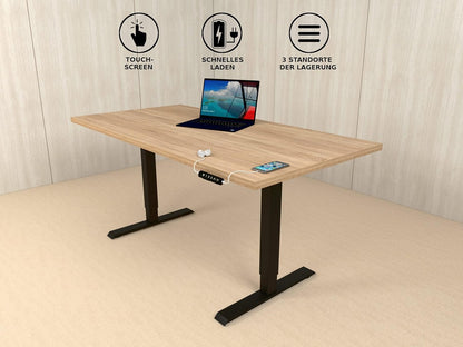 POKAR Height Adjustable Desk Height Adjustable Electric Office Table with Tabletop (Sonoma Oak, 175 x 80) - QUORE