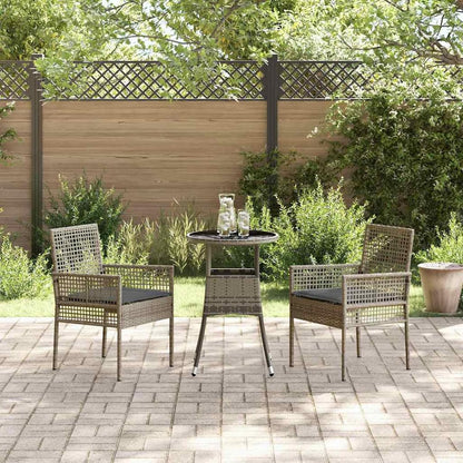 Gecheer Garden Furniture Set, Durable Poly Rattan Dining Set with Rectangular Table, 60 x 75 cm, Grey, Weatherproof, for Two People, Ideal for Balcony and Patio 3334945 - QUORE